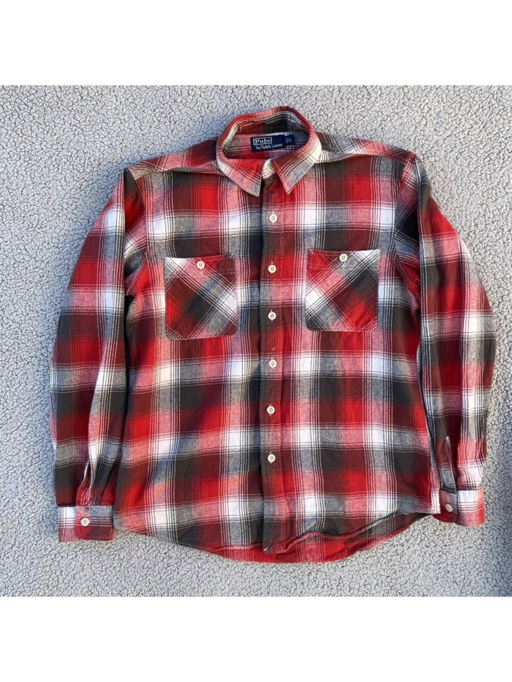 Polo Ralph Lauren Button Up Shirt Mens Large Plaid Red White Flannel